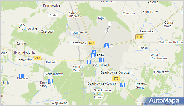 mapa Szadek powiat zduńskowolski, Szadek powiat zduńskowolski na mapie Targeo