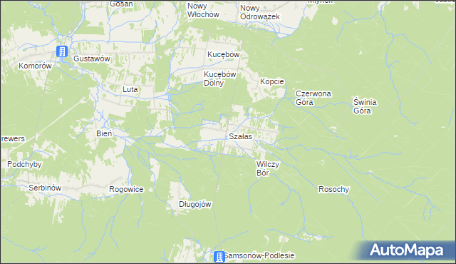 mapa Szałas gmina Zagnańsk, Szałas gmina Zagnańsk na mapie Targeo