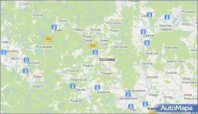 mapa Szczawa, Szczawa na mapie Targeo