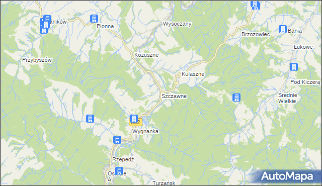 mapa Szczawne, Szczawne na mapie Targeo