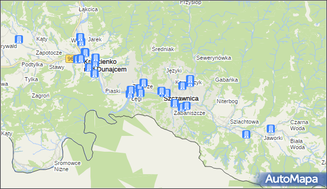 mapa Szczawnica, Szczawnica na mapie Targeo