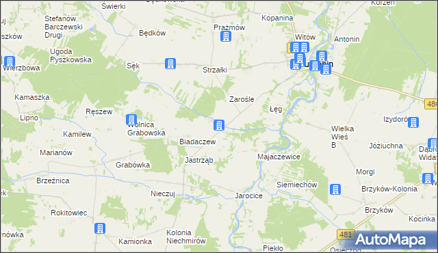 mapa Szczawno gmina Burzenin, Szczawno gmina Burzenin na mapie Targeo