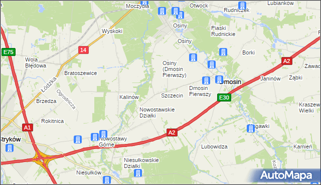 mapa Szczecin gmina Dmosin, Szczecin gmina Dmosin na mapie Targeo