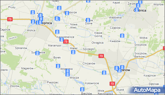 mapa Szczeglin gmina Stopnica, Szczeglin gmina Stopnica na mapie Targeo