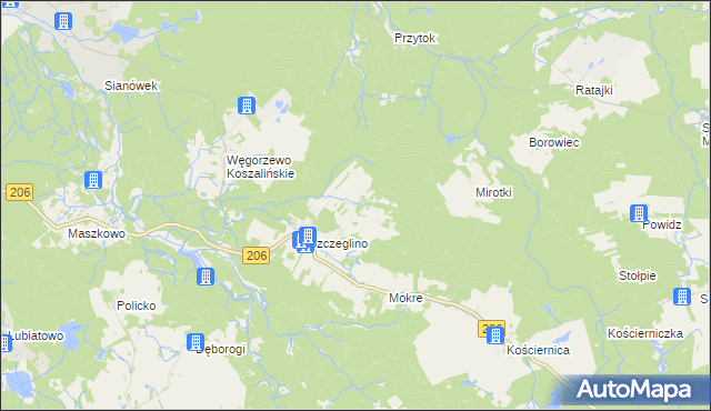 mapa Szczeglino Nowe, Szczeglino Nowe na mapie Targeo