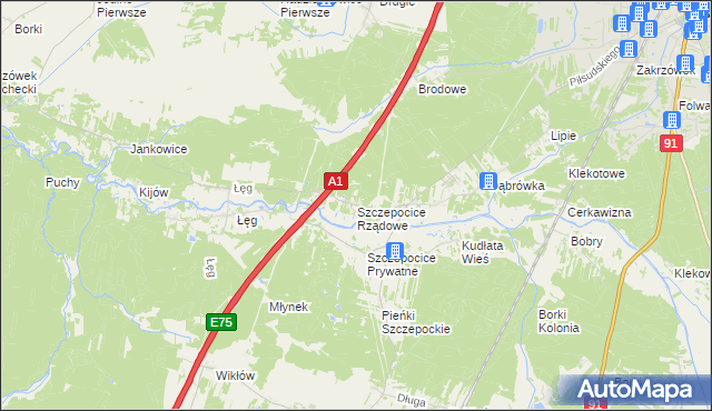 mapa Szczepocice Rządowe, Szczepocice Rządowe na mapie Targeo