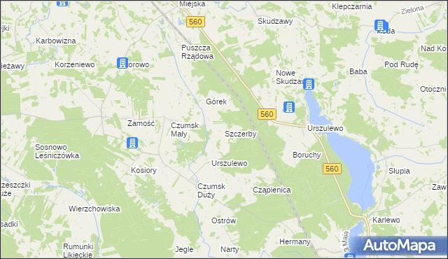 mapa Szczerby, Szczerby na mapie Targeo