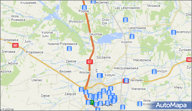 mapa Szczęsna, Szczęsna na mapie Targeo