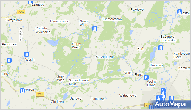 mapa Szczodrowo gmina Skarszewy, Szczodrowo gmina Skarszewy na mapie Targeo
