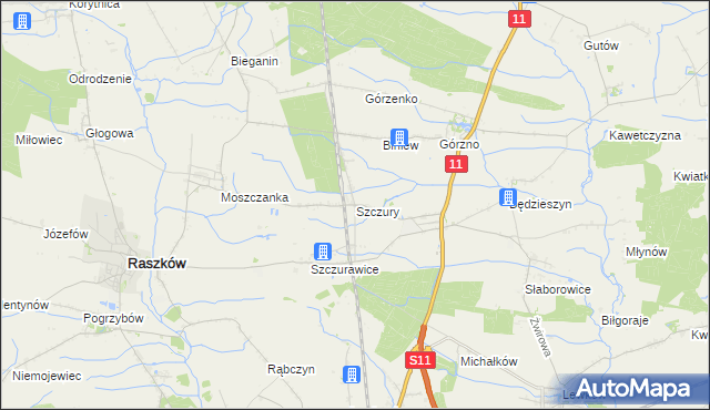 mapa Szczury, Szczury na mapie Targeo