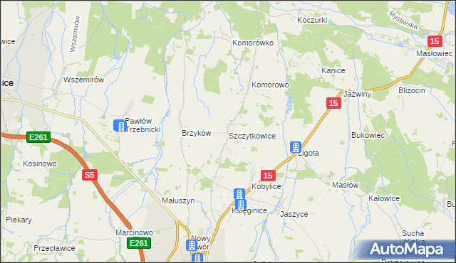 mapa Szczytkowice, Szczytkowice na mapie Targeo