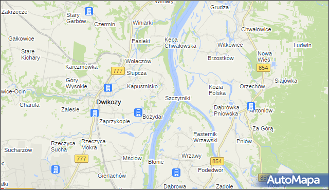 mapa Szczytniki gmina Dwikozy, Szczytniki gmina Dwikozy na mapie Targeo