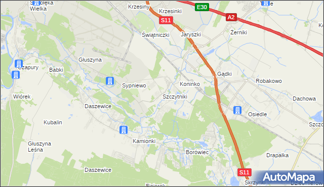 mapa Szczytniki gmina Kórnik, Szczytniki gmina Kórnik na mapie Targeo