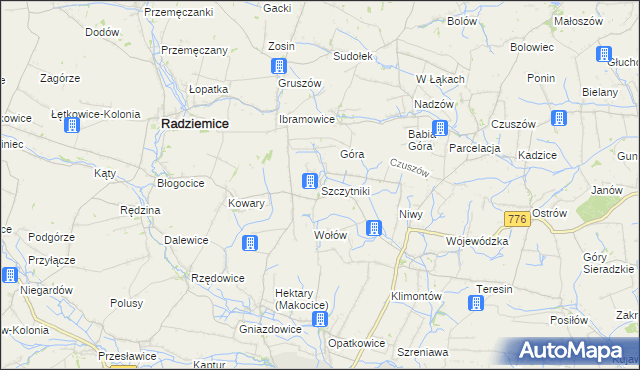 mapa Szczytniki gmina Proszowice, Szczytniki gmina Proszowice na mapie Targeo