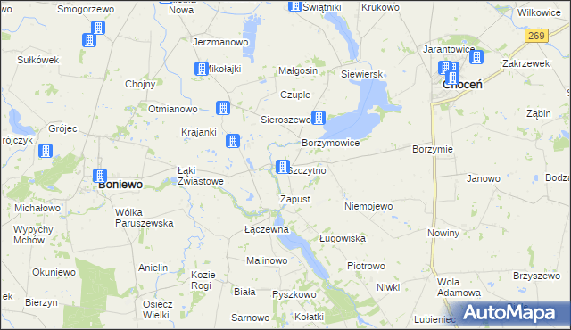 mapa Szczytno gmina Choceń, Szczytno gmina Choceń na mapie Targeo