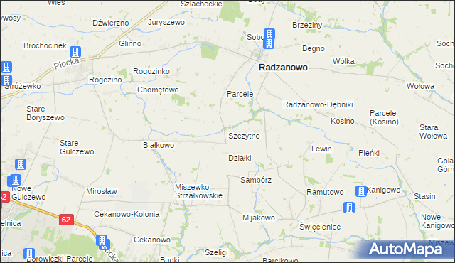 mapa Szczytno gmina Radzanowo, Szczytno gmina Radzanowo na mapie Targeo