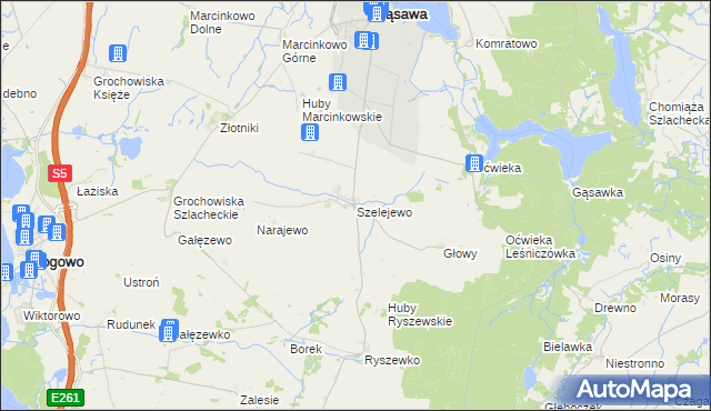 mapa Szelejewo gmina Gąsawa, Szelejewo gmina Gąsawa na mapie Targeo