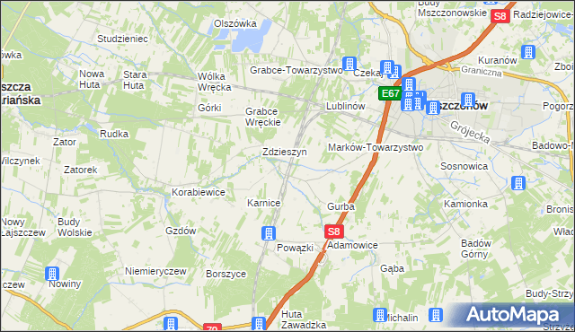 mapa Szeligi gmina Mszczonów, Szeligi gmina Mszczonów na mapie Targeo