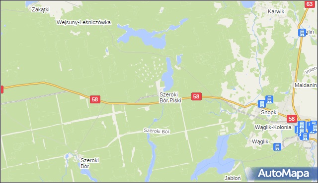 mapa Szeroki Bór Piski, Szeroki Bór Piski na mapie Targeo