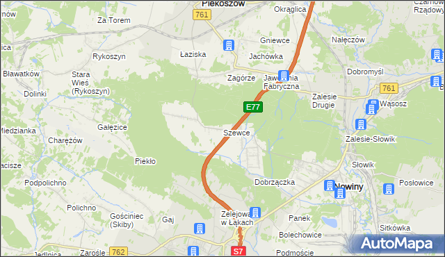 mapa Szewce gmina Sitkówka-Nowiny, Szewce gmina Sitkówka-Nowiny na mapie Targeo