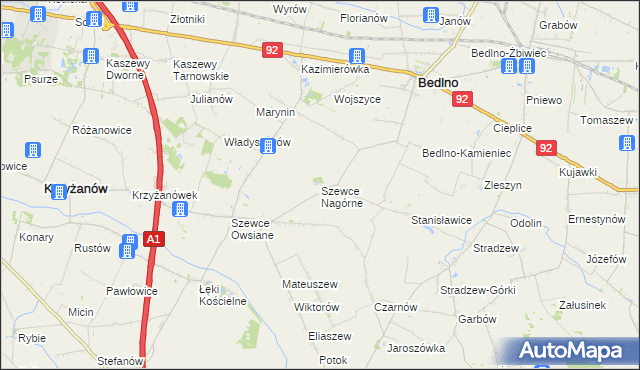 mapa Szewce Nagórne, Szewce Nagórne na mapie Targeo