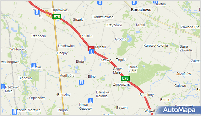 mapa Szewo, Szewo na mapie Targeo