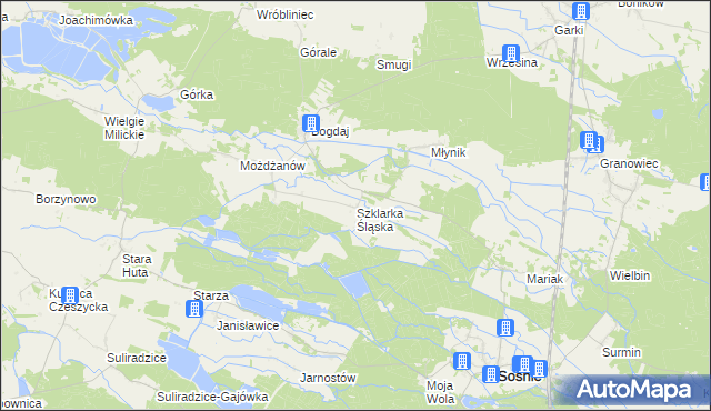 mapa Szklarka Śląska, Szklarka Śląska na mapie Targeo