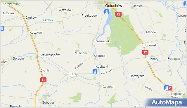 mapa Szkudła, Szkudła na mapie Targeo