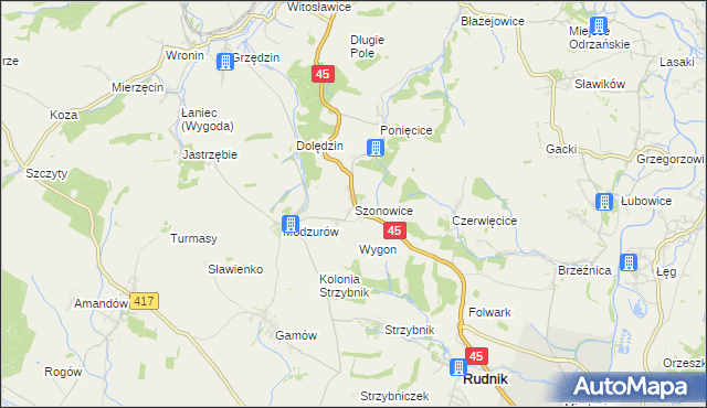 mapa Szonowice, Szonowice na mapie Targeo
