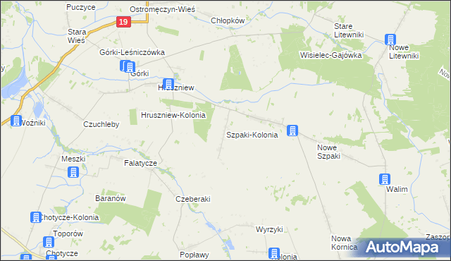 mapa Szpaki-Kolonia, Szpaki-Kolonia na mapie Targeo