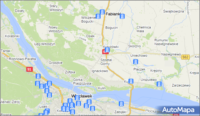 mapa Szpetal Górny, Szpetal Górny na mapie Targeo