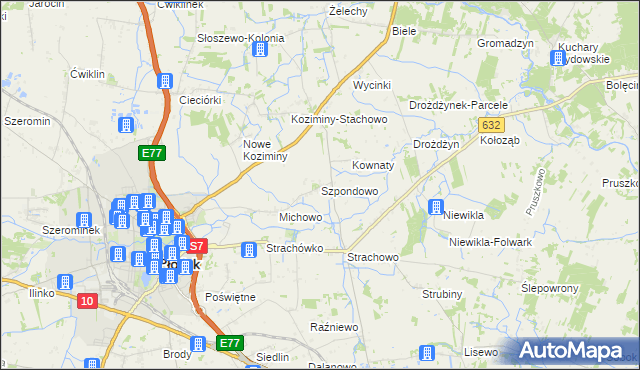 mapa Szpondowo, Szpondowo na mapie Targeo