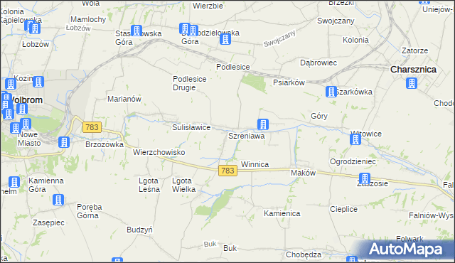 mapa Szreniawa gmina Gołcza, Szreniawa gmina Gołcza na mapie Targeo