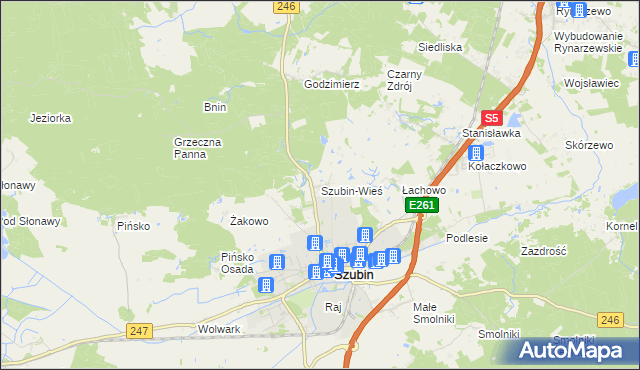 mapa Szubin-Wieś, Szubin-Wieś na mapie Targeo