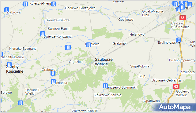 mapa Szulborze-Koty, Szulborze-Koty na mapie Targeo