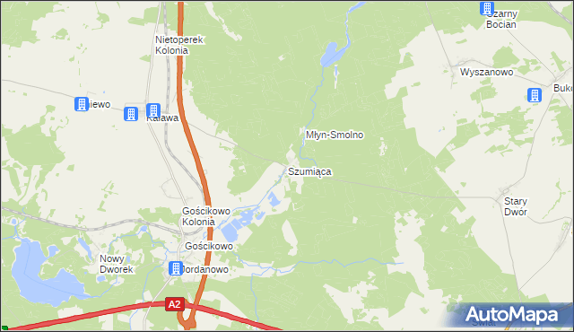 mapa Szumiąca gmina Międzyrzecz, Szumiąca gmina Międzyrzecz na mapie Targeo