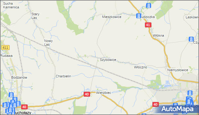 mapa Szybowice, Szybowice na mapie Targeo
