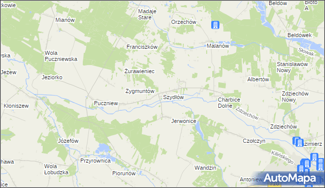 mapa Szydłów gmina Lutomiersk, Szydłów gmina Lutomiersk na mapie Targeo