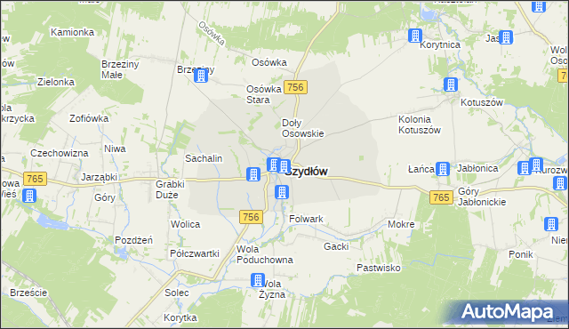 mapa Szydłów powiat staszowski, Szydłów powiat staszowski na mapie Targeo