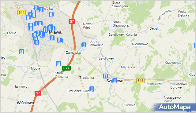 mapa Szydłówek gmina Szydłowo, Szydłówek gmina Szydłowo na mapie Targeo