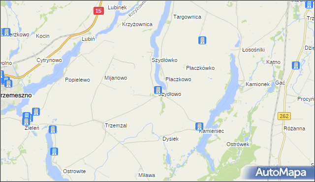 mapa Szydłowo gmina Trzemeszno, Szydłowo gmina Trzemeszno na mapie Targeo