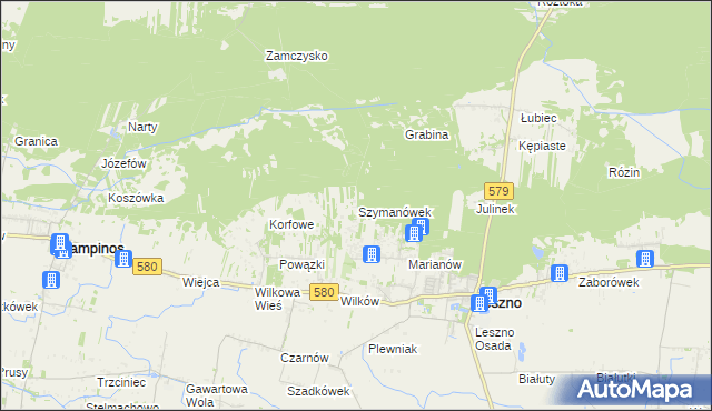 mapa Szymanówek, Szymanówek na mapie Targeo
