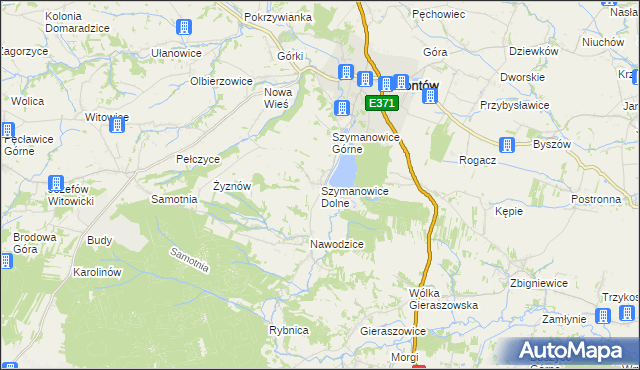 mapa Szymanowice Dolne, Szymanowice Dolne na mapie Targeo