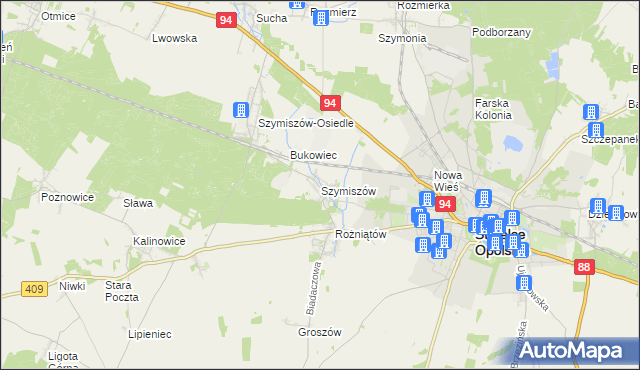 mapa Szymiszów, Szymiszów na mapie Targeo