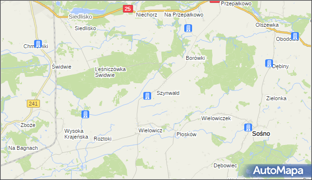 mapa Szynwałd gmina Sośno, Szynwałd gmina Sośno na mapie Targeo