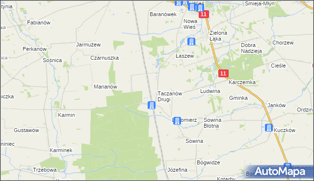 mapa Taczanów Drugi, Taczanów Drugi na mapie Targeo