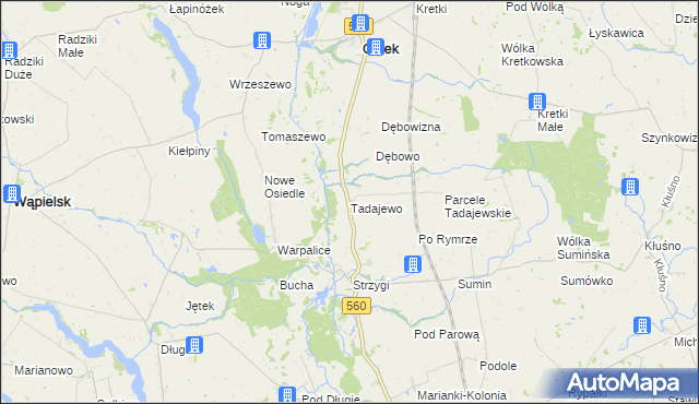 mapa Tadajewo, Tadajewo na mapie Targeo