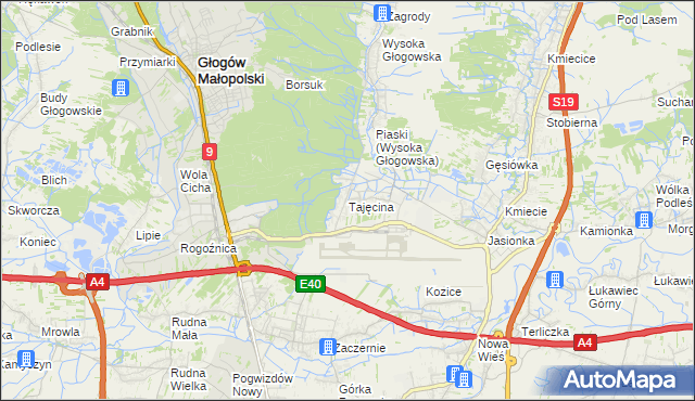 mapa Tajęcina, Tajęcina na mapie Targeo