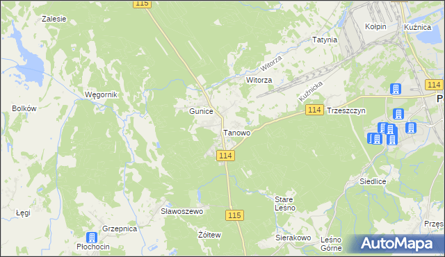 mapa Tanowo, Tanowo na mapie Targeo