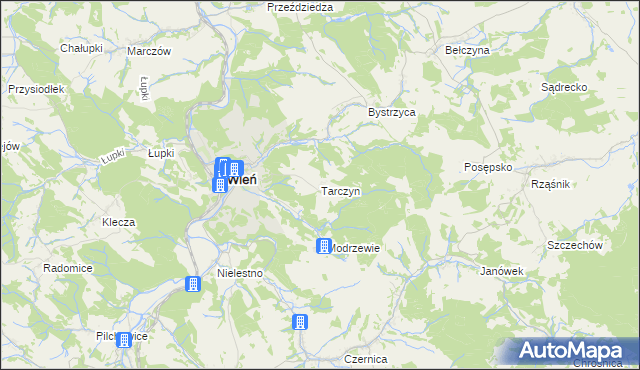 mapa Tarczyn gmina Wleń, Tarczyn gmina Wleń na mapie Targeo